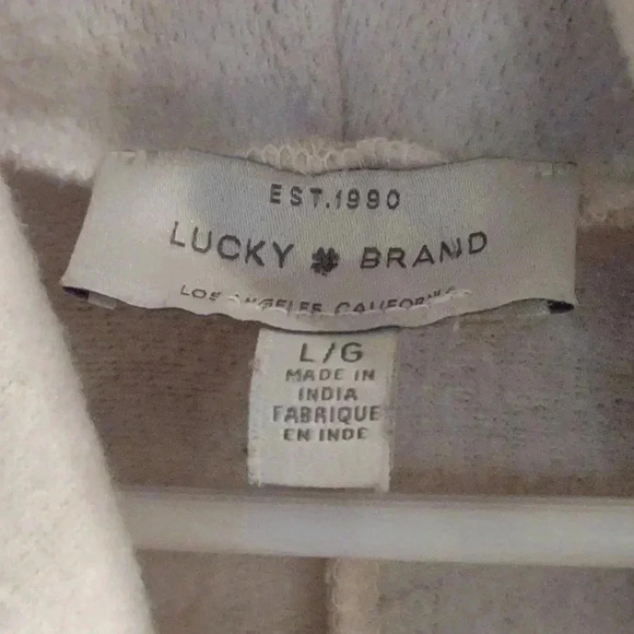 Lucky Brand women's large light tan cream camo open front cardigan - Picture 3 of 4